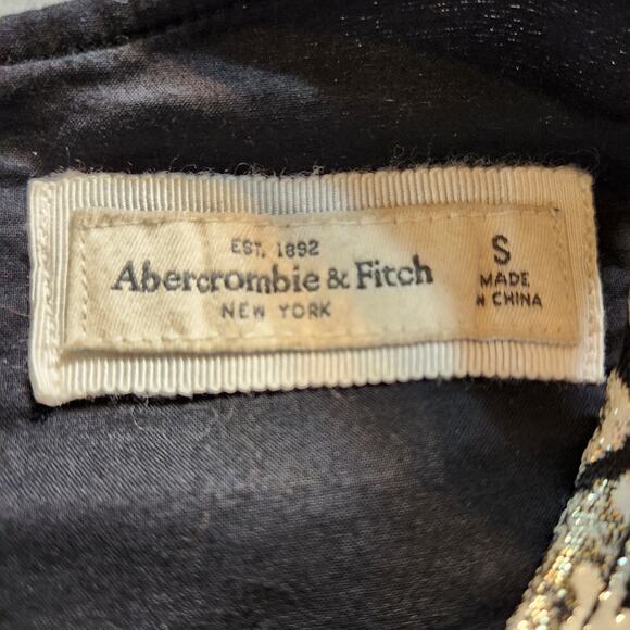 ABERCROMBIE & FITCH Black White Gold Metallic Floral Brocade Sleeveless Party S - Picture 4 of 11